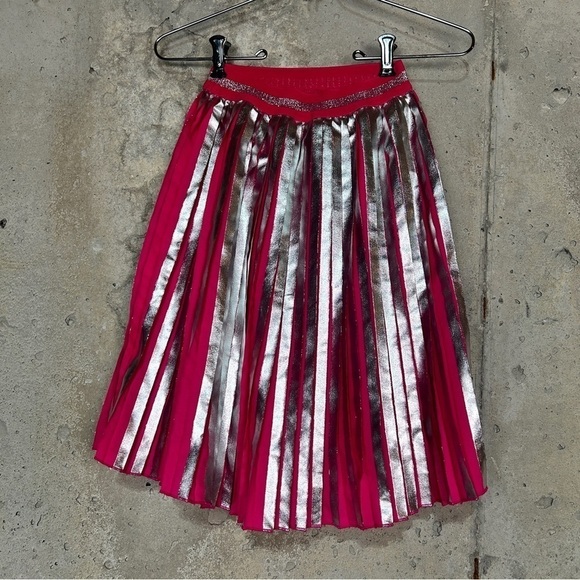 Disney Princess hot pink metallic silver pleated a line skirt girls 5/6 - Picture 2 of 7